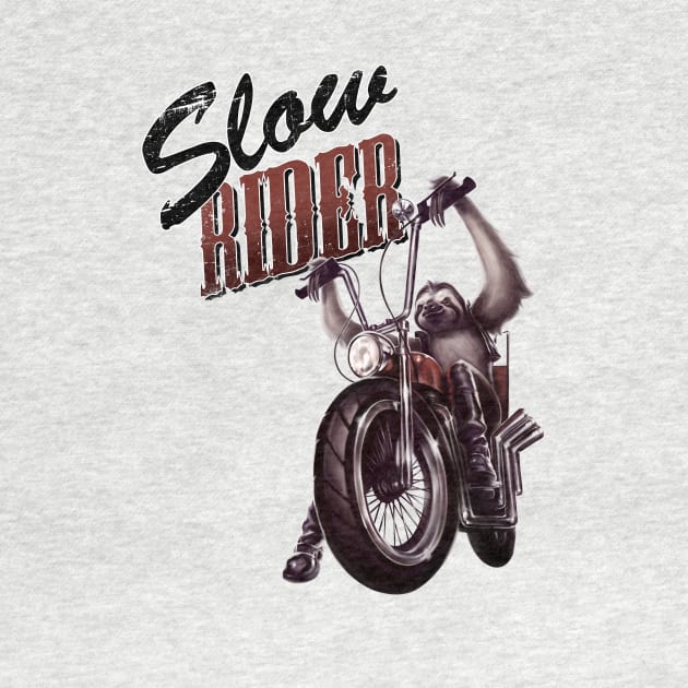 Slow Rider - Funny Sloth Biker Design by ThinkStrange